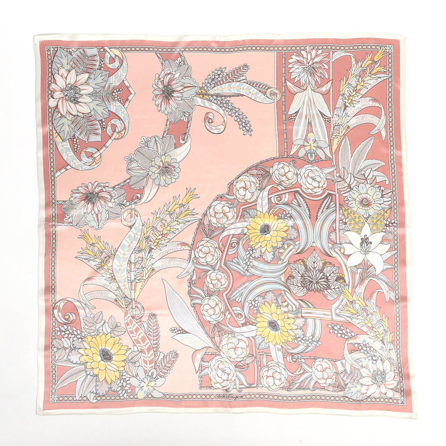 Floral Pink silk Scarf