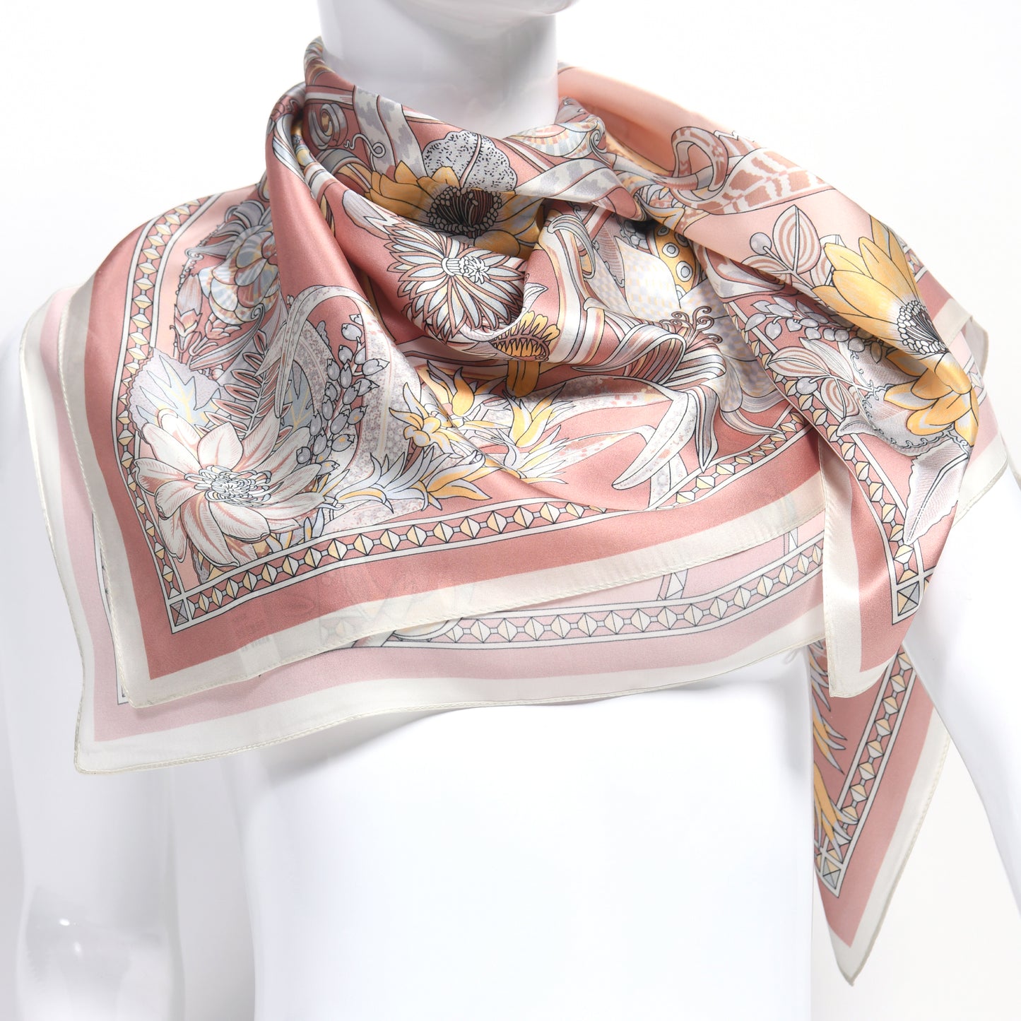 Floral Pink silk Scarf